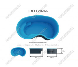 Композитный бассейн Оптима PREMIUM (4х2.35х1.5м) (Цвет Standart)